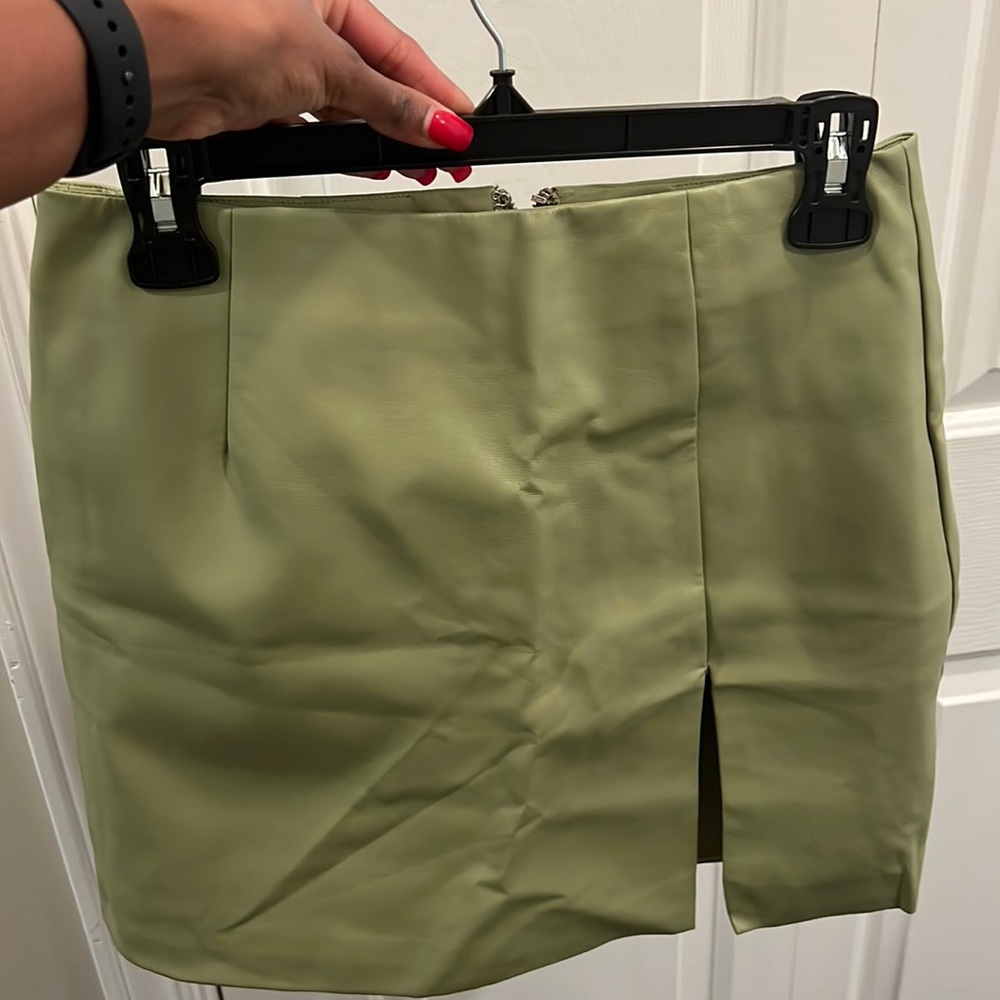 Forever 21 Mint Green Leather Skirt Set